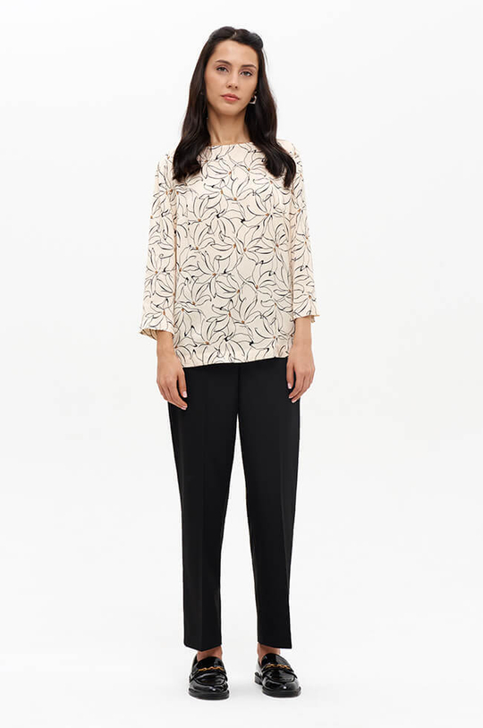 23175 Блузка женская (кремово-черный принт)