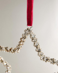 ZARA HOME ЕЛОЧНОЕ УКРАШЕНИЕ «ЗВЕЗДА» С РЕЛЬЕФНЫМ УЗОРОМ, СЕРЕБРЯНЫЙ