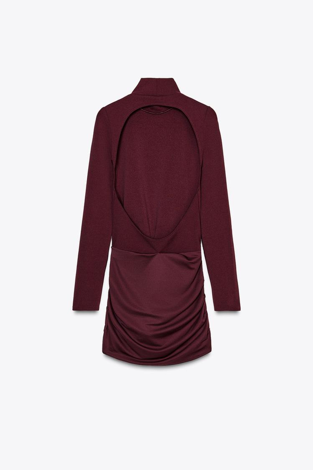 ZARA КОРОТКОЕ ПЛАТЬЕ С РАЗРЕЗОМ, ЦВЕТ БУРГУНДСКОГО ВИНА