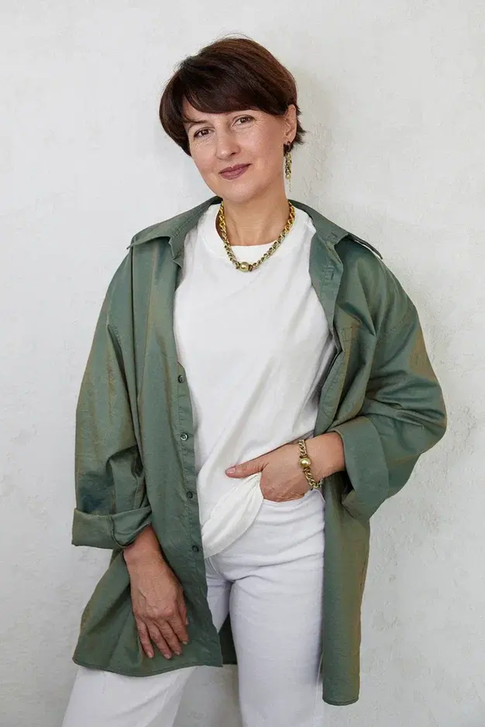 HMG 1332 Enamel chain olive серьги арт.0790