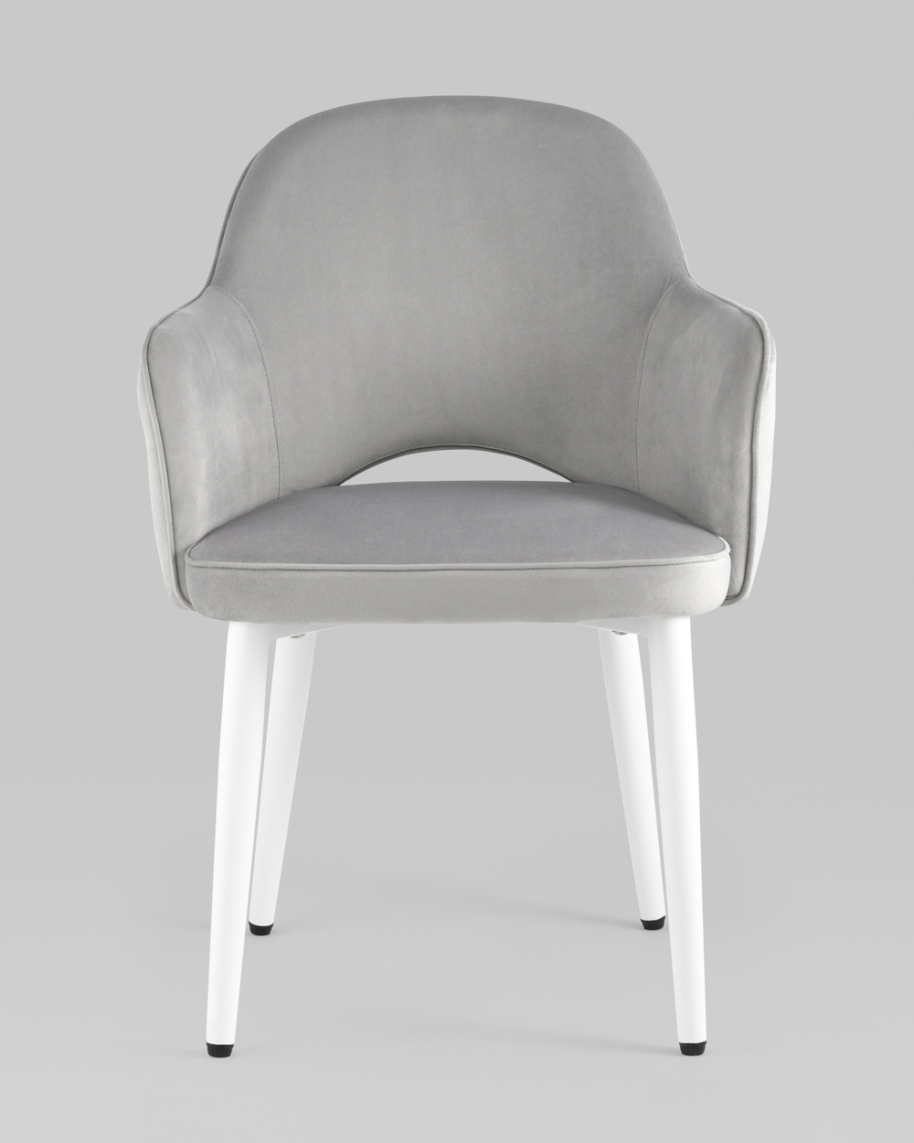 Стул Венера велюр серый ножки белые