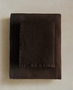 Zara Home - Мини вафельное банное полотенце, коричневый, 90х150 см
