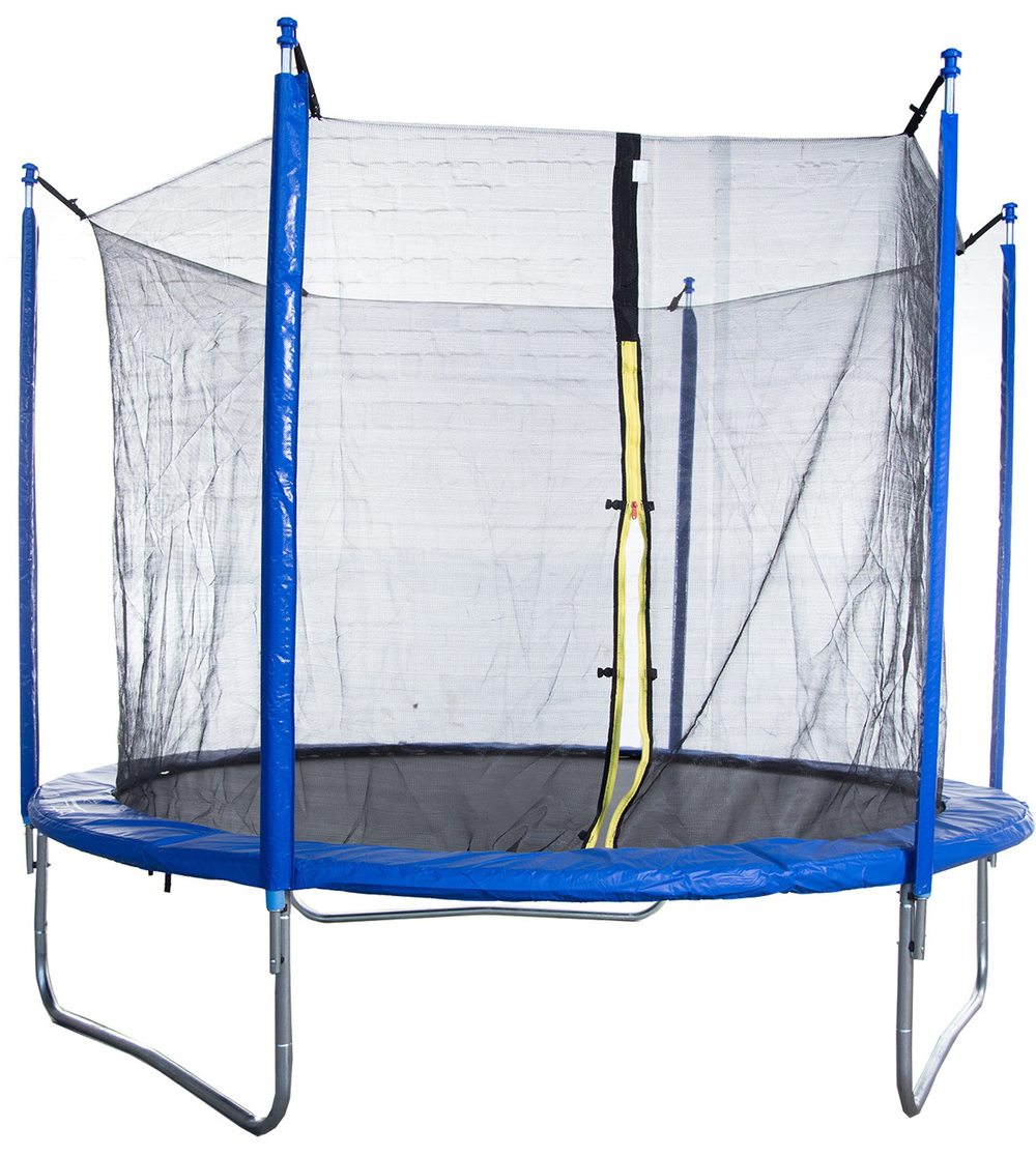 Батут с лестницей и внутренней сеткой 180 см синий