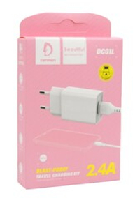 Сетевой адаптер питания DENMEN DC01L 1USB + кабель Lightning (белый)