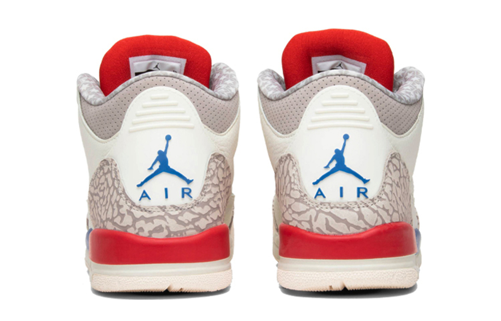 Jordan Air Jordan 3 Retro International Flight leather burst pattern low-cut retro basketball shoes GS white Red Blue