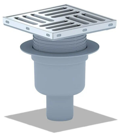 Трап d50,150х150 вертик. полностью нерж. хром 812,2