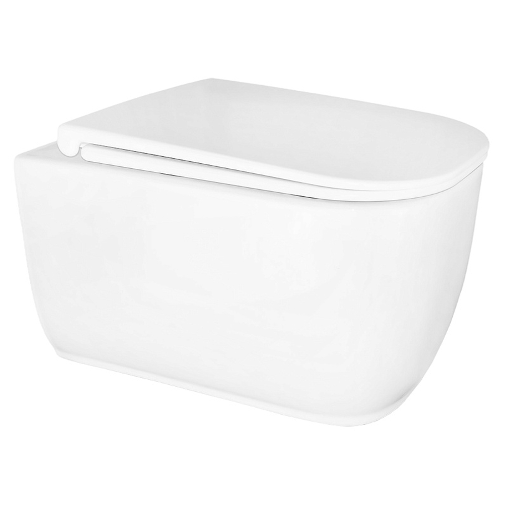 Унитаз подвесной Azario RIANO 350х490х350 безободковый, слив "Скрытое Торнадо", с быстросъемным сиденьем микролифт (AZ-2808E)