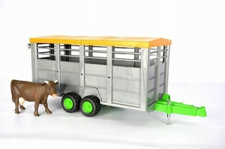 Игрушечный транспорт Bruder - Прицеп для перевозки скота с фигуркой коровы - Брудер 02227