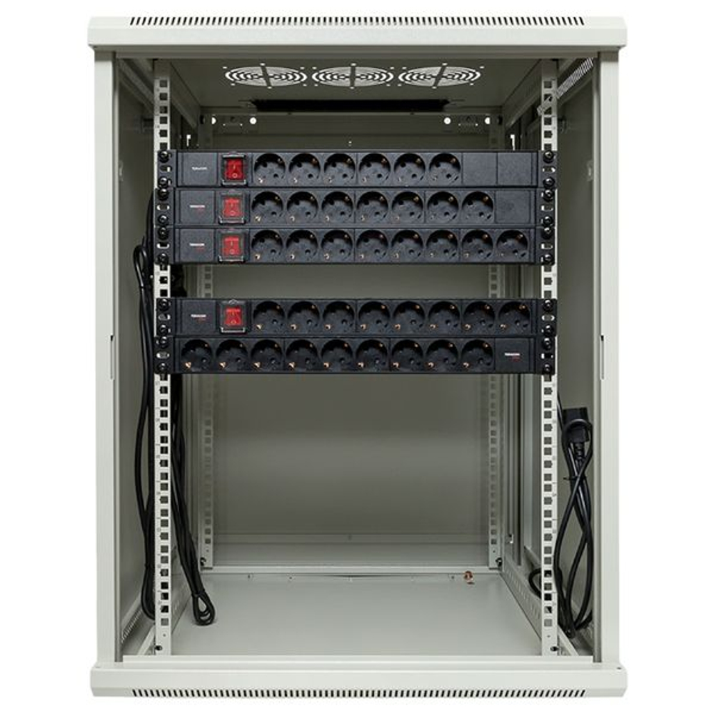 Шкаф настенный 19" TERACOM PRO 15U 600x600 мм дверь стеклянная с замком-ручкой серый