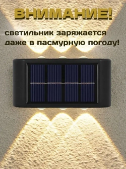 Настенный уличный садовый светильник на солнечной батарее, 2 штуки