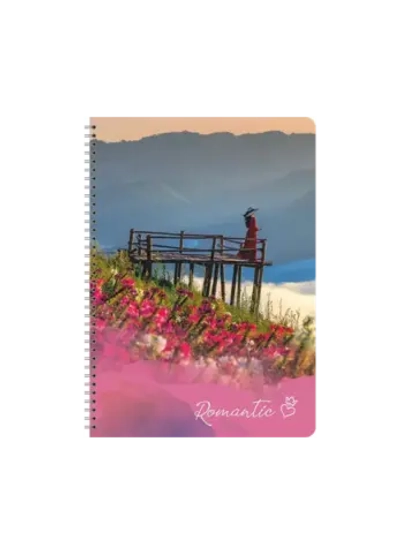 Тетрадь А-4 80л. клетка на гребне, Lamark, Romantic №2, обложка металлизированный картон, ламинация soft touch CB0106-02