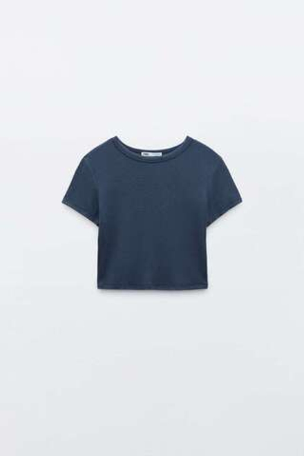 ZARA КОРОТКИЙ ТОП,  МОРСКОЙ ЯРКО-СИНИЙ