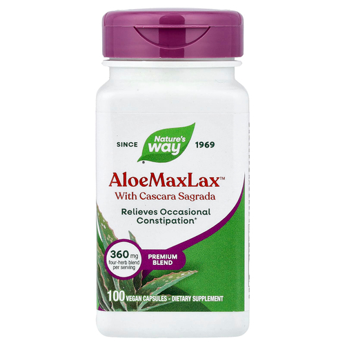 Nature's Way, AloeMaxLax™ с каскара, 100 веганских капсул