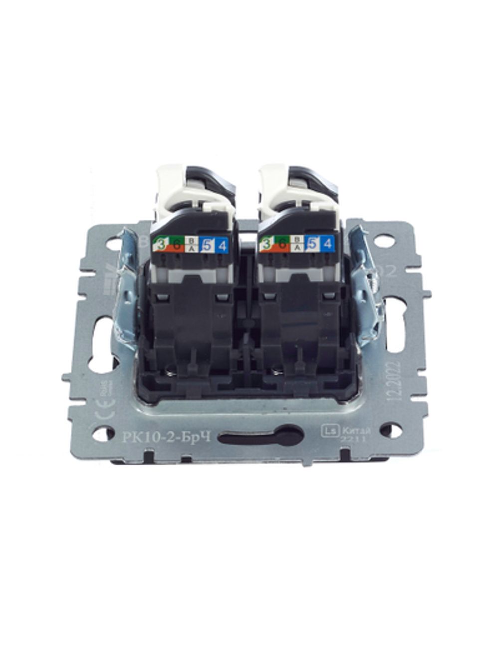 BRITE Розетка компьютерная двойная RJ45 кат.5E РК10-2-БрЧ черный IEK