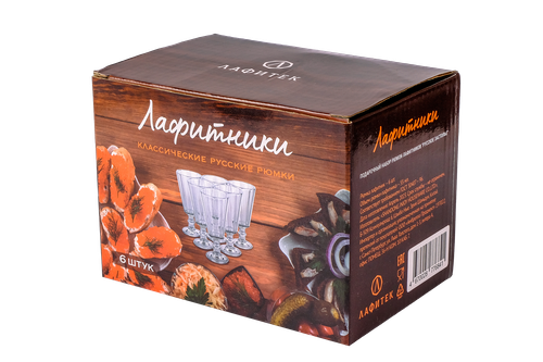 Подарочный набор рюмок-лафитников "ЛАФИТЕК" 55 мл "Русское застолье", 6 шт