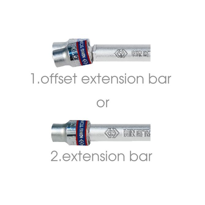 KING TONY (2293-02) Удлинитель 1/4", 55 мм, 15 градусов, с шаровым окончанием, двухпозиционный