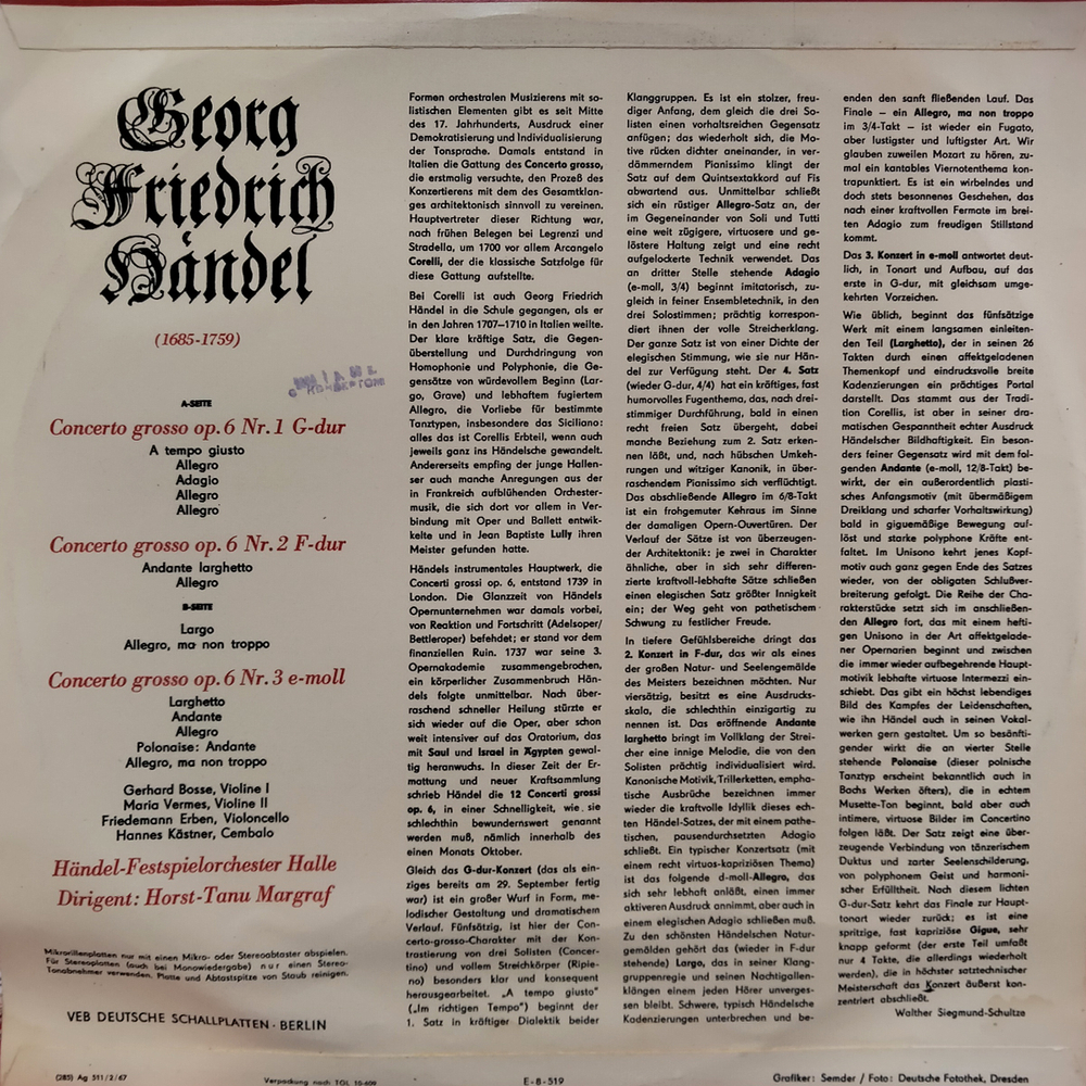 Комплект / Georg Friedrich Handel: Concerti Grossi Op. 6 Nr. 1-12 (4LP)