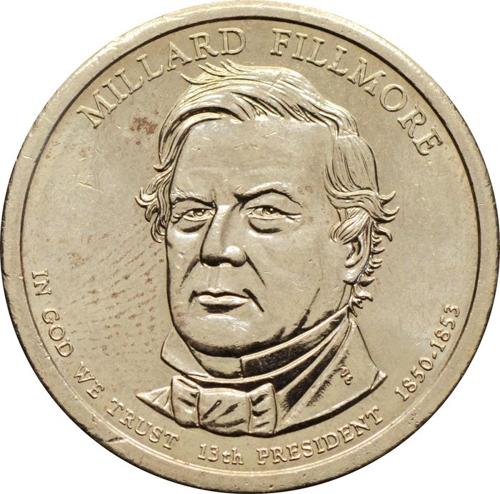 1 доллар (dollar) 2010 P США «Президент США - Миллард Филлмор (1850-1853)»