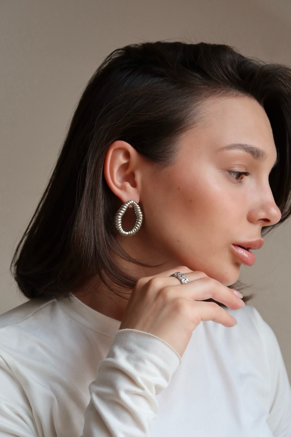 Серьги полые, овальные
