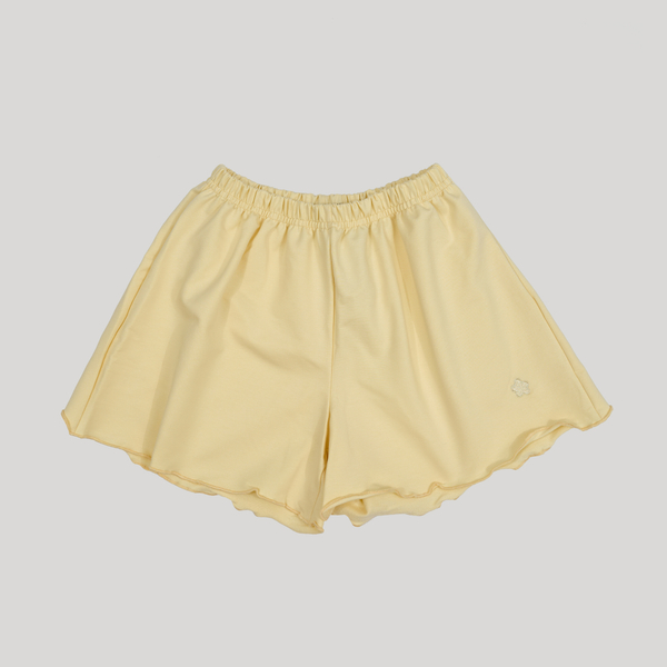 Wide Shorts Wavy Hem Alabaster Gleam