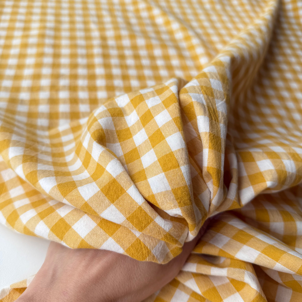 Вареный хлопок 250см. Желтая клетка 1*1см