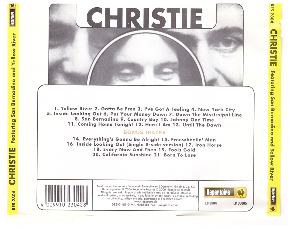 (CD) Christie | 1970 | Christie Featuring San Bernadino And Yellow River