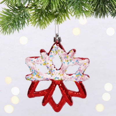 Елочная игрушка «Зимняя снежинка» 10*1*12 см, красный