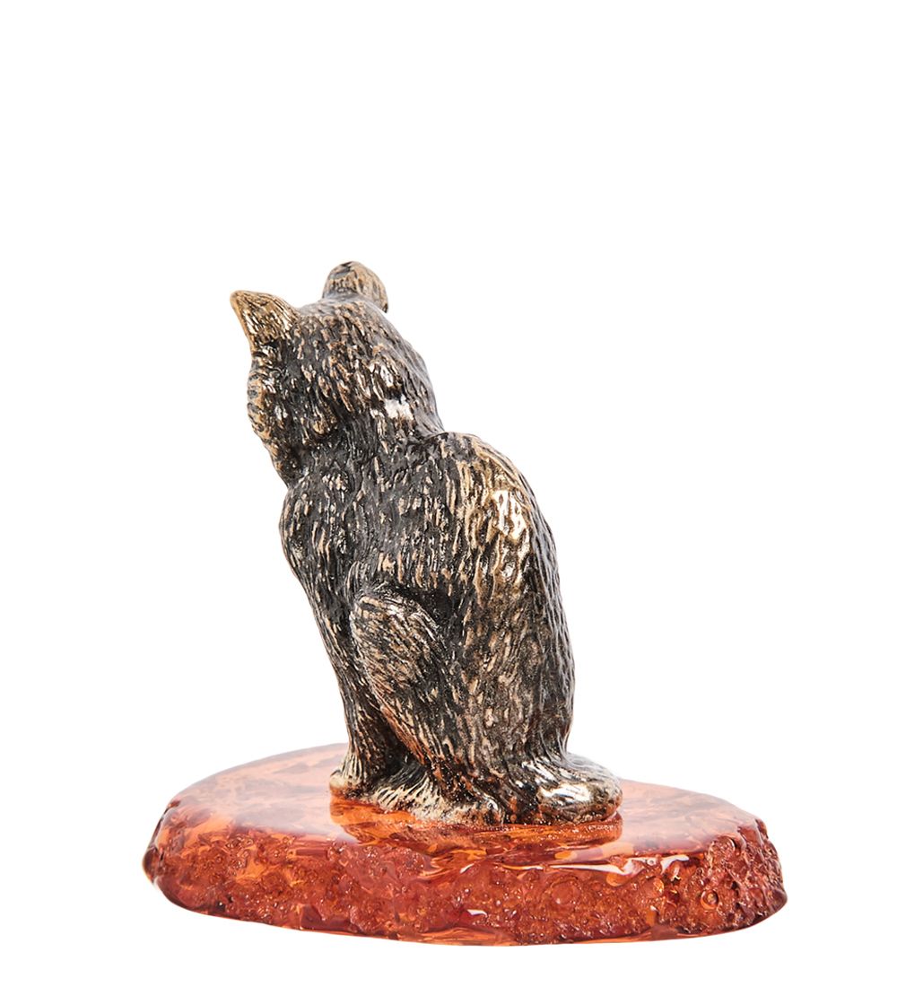 Народные промыслы AM-1026 Фигурка «Кот Елисей» (латунь, янтарь)