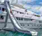 Надувная прямая плавающая горка для лодок, яхт «Драйв» с опорой, 11*2*7 м