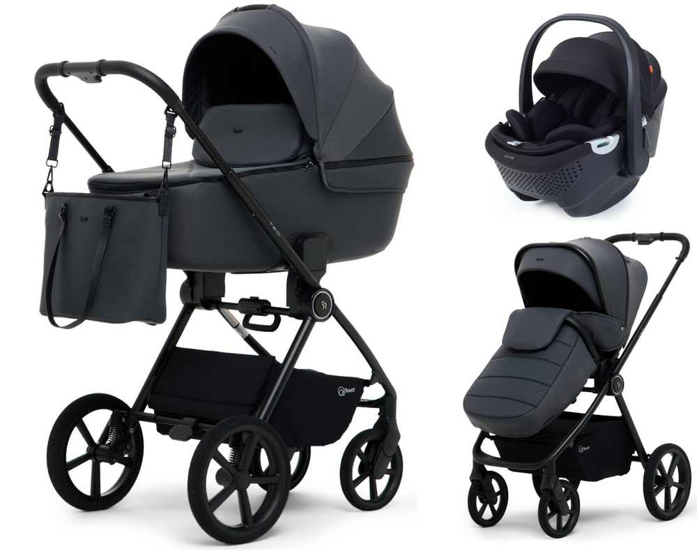 Детская коляска Rant Teo Soft 3 в 1 с автокреслом Aster Zero Black Graphite