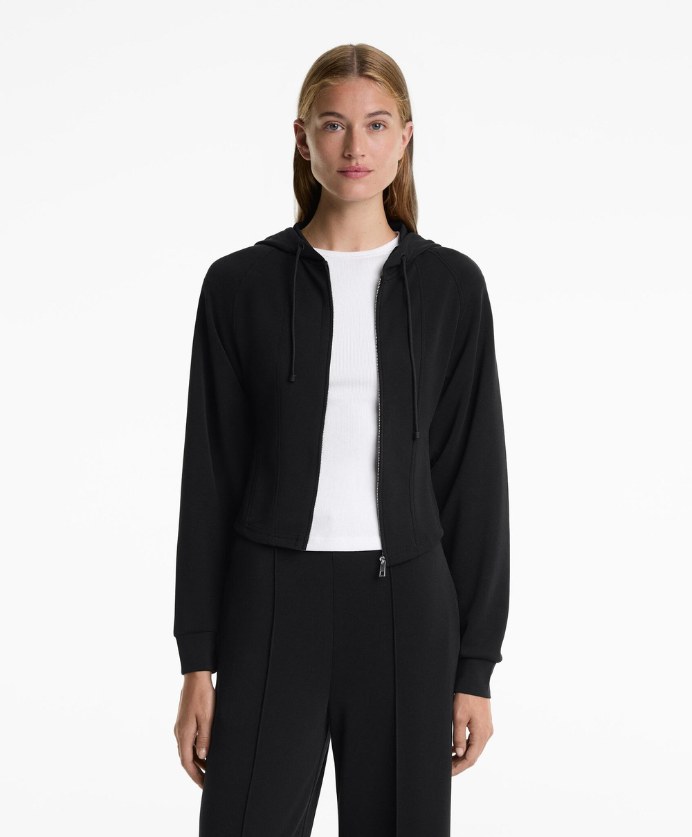 Oysho Укороченная толстовка Slim fit из мягкого модала, черный