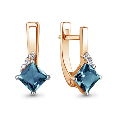 942925к Серьги из Золота с бриллиантами, топазами лондон блю