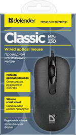 Мышь проводная Defender Classic MB-230 (Черный), USB 4кн, 1кл-кн, 1000-1200 dpi, НОВИНКА!