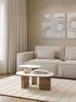 Столик приставной Torhill, 38x35 см, бежевый/мрамор