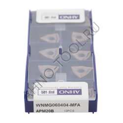 Пластина твердосплавная ISO WNMG060404-MFA APM20B AHNO по жаропроч. и нерж.стали, получистовая