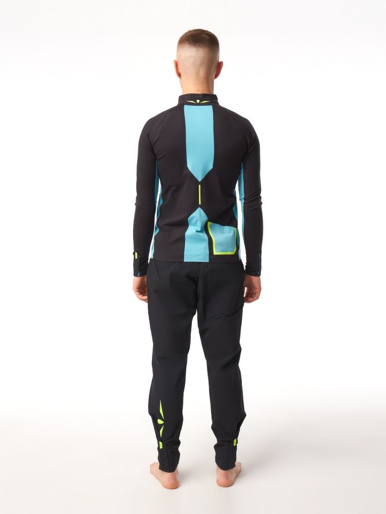 ЛОНГСЛИВ УТЕПЛЕННЫЙ МУЖСКОЙ 3/4 ZIP BRUSH | BLACK/SKYBLUE