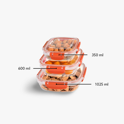 Мастер Воздухонепроницаемый квадратный контейнер Набор (350-600-1025)мл