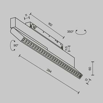 Трековый магнитный светодиодный светильник LED 12W 2700-6000K TR242-4-12WTW-DD2-B чёрный Points Rot Exility X Dim Dali2 Maytoni