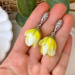 LEFIREL' Серьги серебряные женские "Лайми" с цветами из муранского стекла / ювелирные украшения из родированного серебра 925