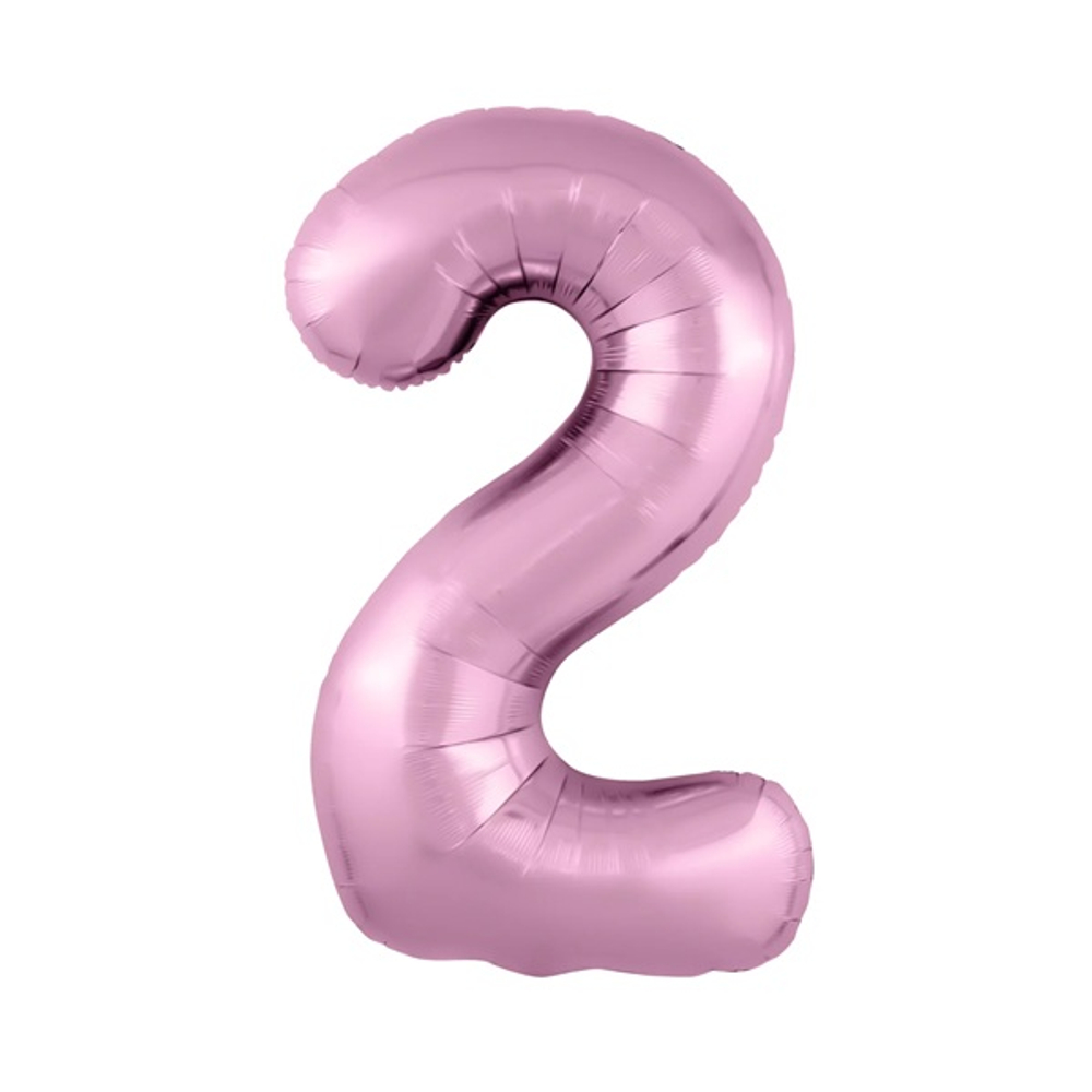 Шар фольга Цифра 2 Slim Pink Розовый Фламинго 40"/102см УЖЕ с гелием
