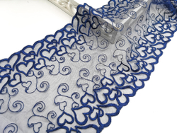 Вышивка на сетке, 23 см, темно-синий, сердечки (Артикул: VS-2010), м