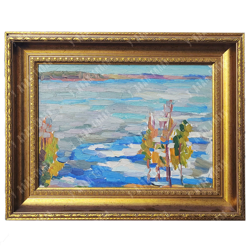 Динес Ю. С. Сенеж. Ранняя весна. Этюд. Картон, масло. 1955 г.