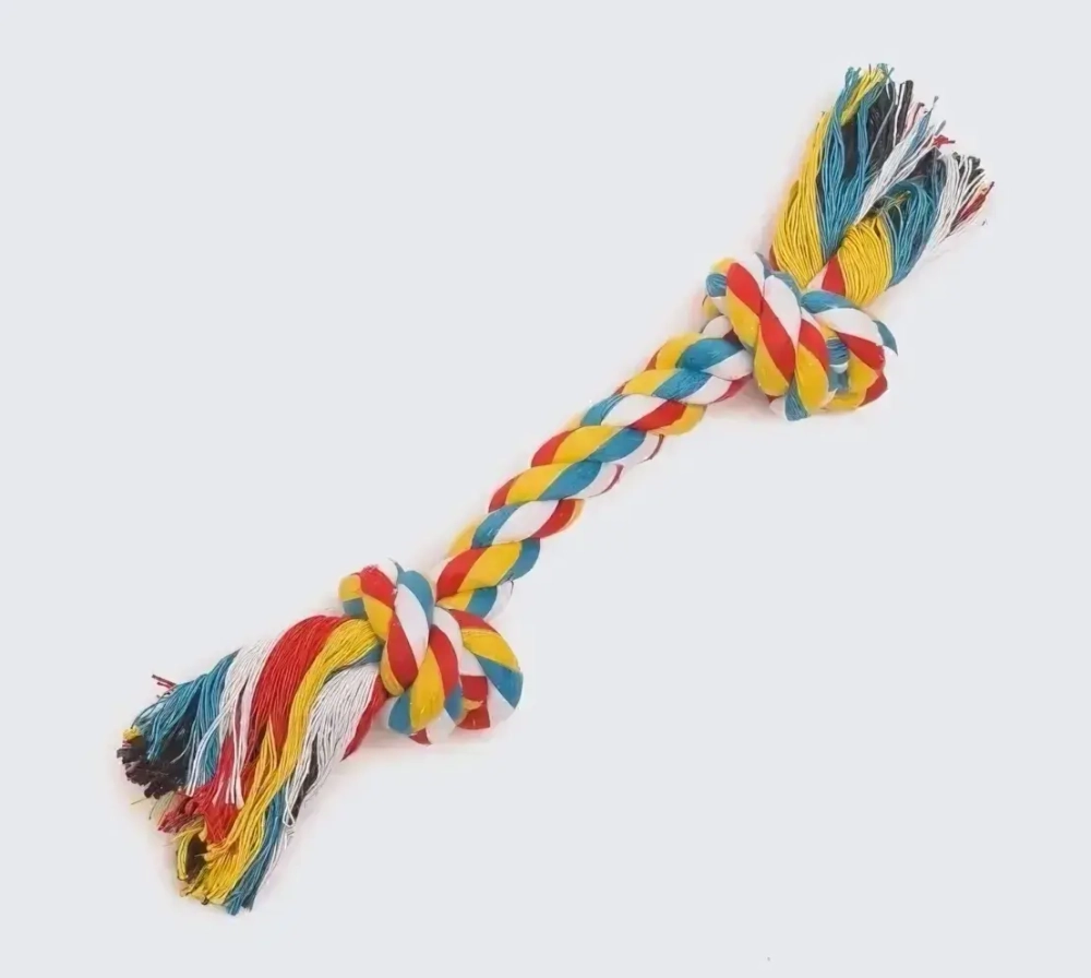 Игрушка - канат грейфер для собак мелких и средних пород «ПОИГРАЙКА», цвет красный/синий, 23см