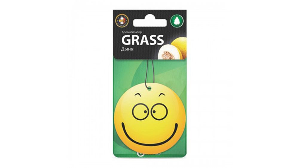 Ароматизатор автомобильный картонный Grass Смайл, дыня, 54141