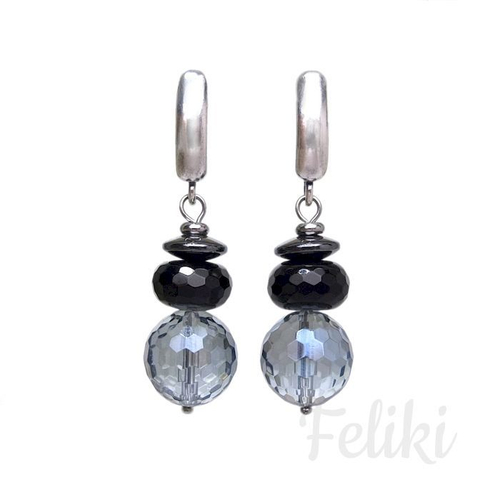 серьги с агатом и кварцем