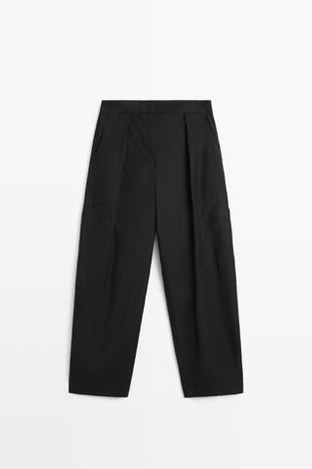 Massimo Dutti Брюки карго barrel fit, черный