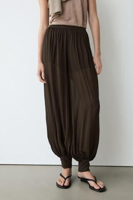 Massimo Dutti Брюки-саруэль с пуговицами, шоколадный