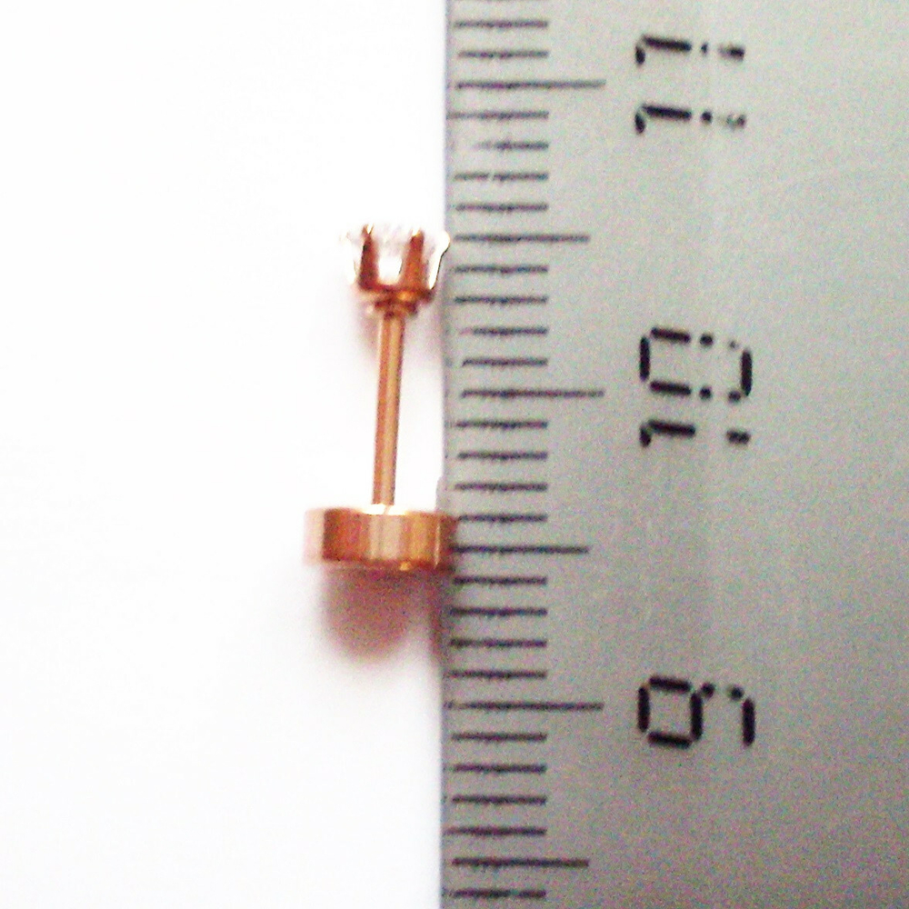 Микроштанга ( 6 мм) для пирсинга уха с кристаллом 3 мм. Медицинская сталь.