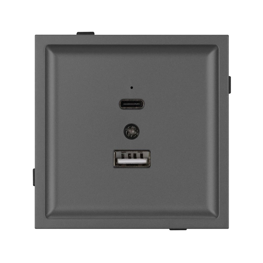 Механизм USB розетки SCT-TENDO-MUAC-SFPL-GR (5V, 3A, QC3) (Arlight, Матовый графитовый) 054538