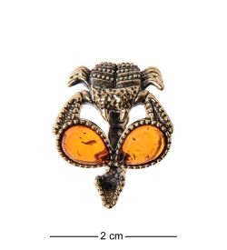 AM-2527 Кольцо «Скорпион» (латунь, янтарь)